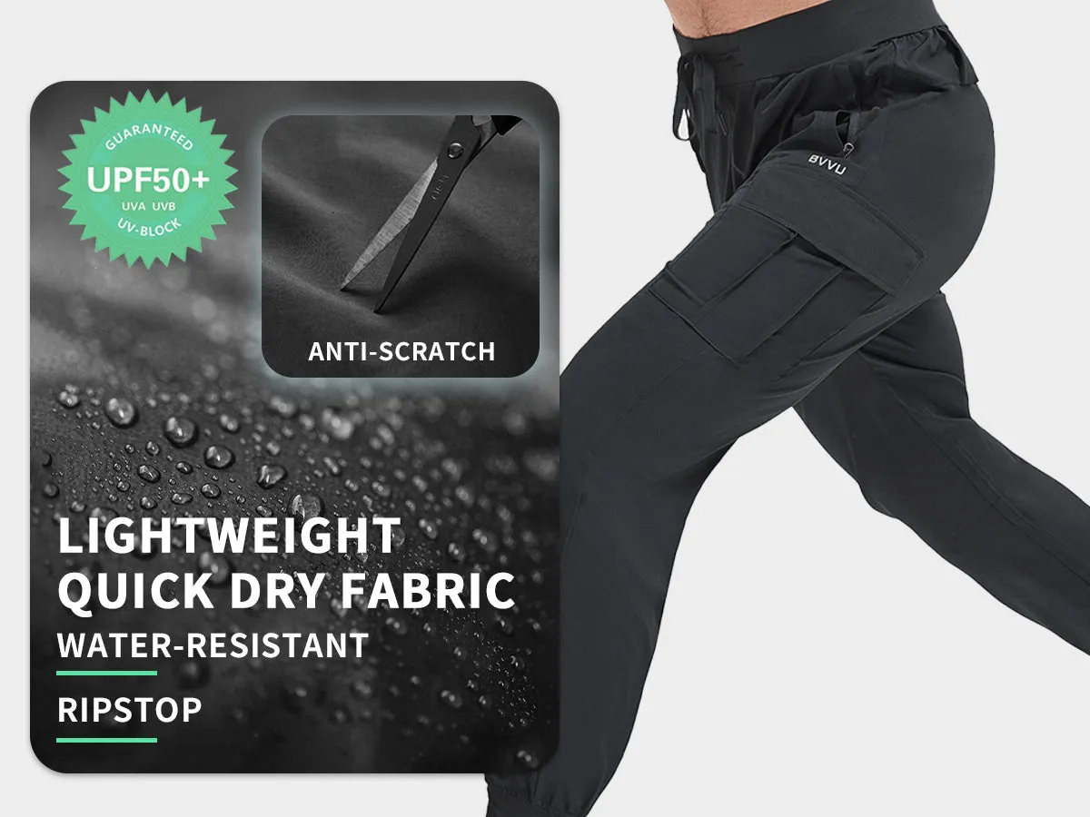 BVVU Men's Lightweight Cargo Joggers with Zipper Pockets Sweatpants for Men Quick Dry Gym Workout Athletic Golf Track Pants