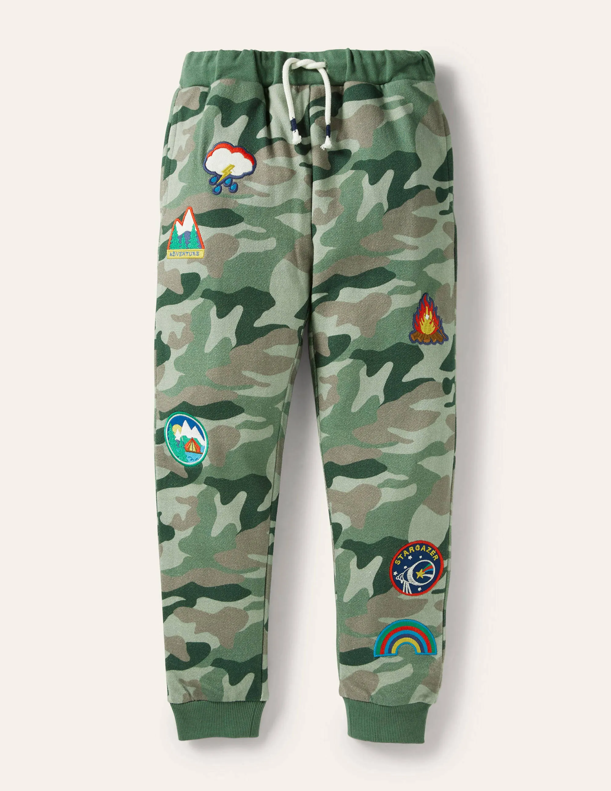 Camo Badge Joggers-Soft Green Camouflage