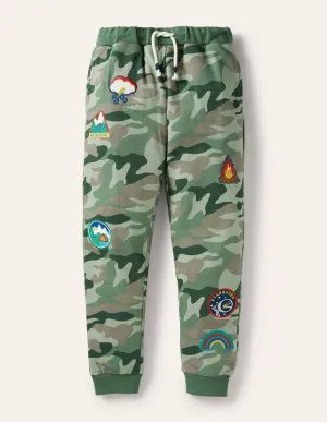 Camo Badge Joggers-Soft Green Camouflage