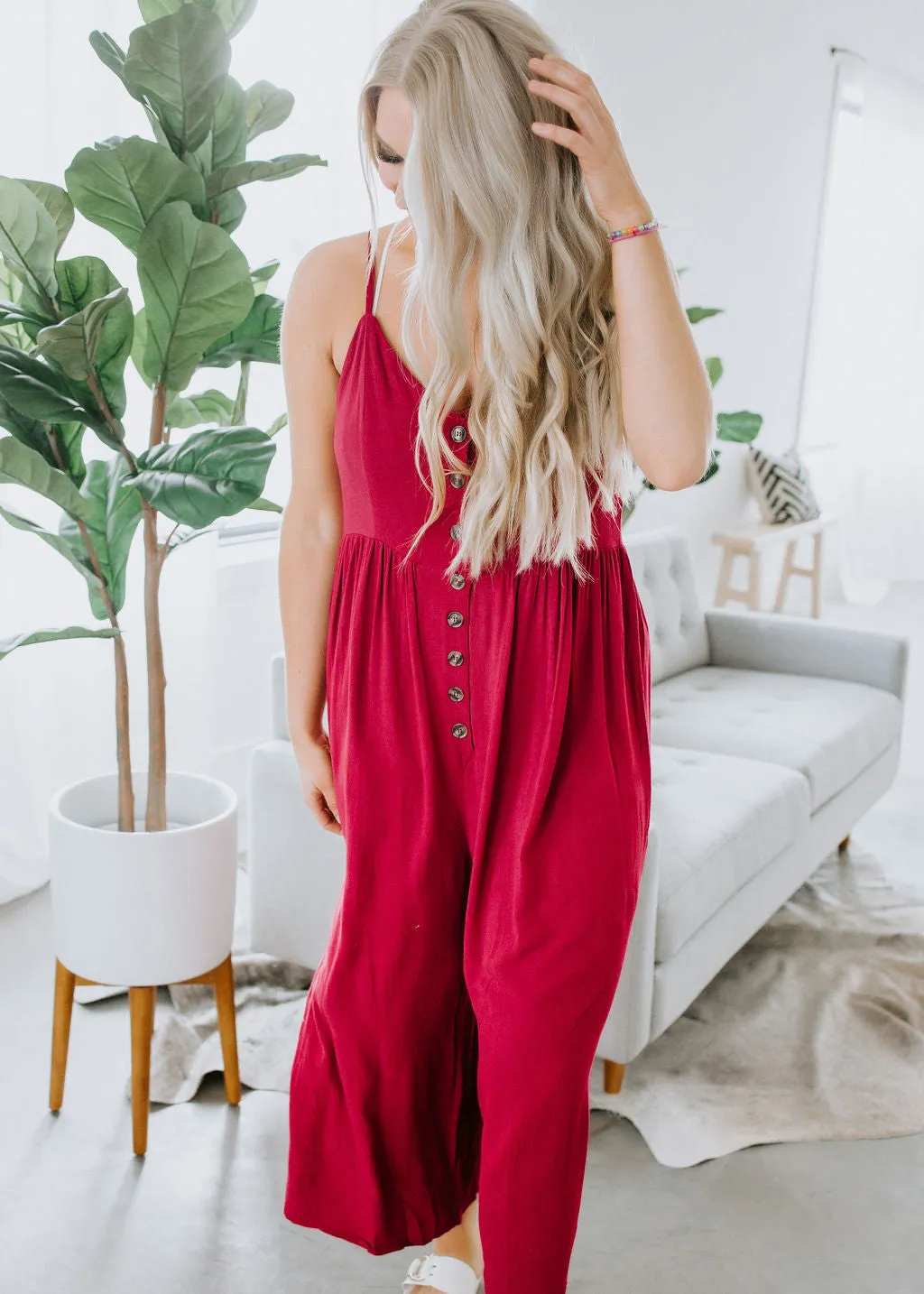 Can't Deny Button Down Jumpsuit