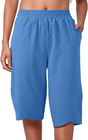 Capris Pants for Women Casual Summer 2025 Cotton Linen Straight Leg Drawstring Beach Cropped Trouser with Pockets