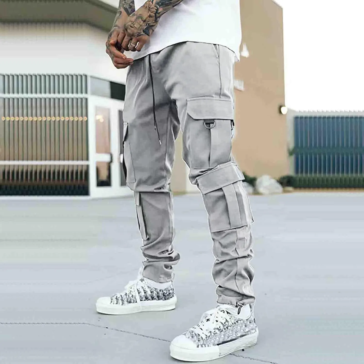 Cargo Pants for Men Big and Tall for Men with Pockets Ripstop Cargo Pants Casual Color Solid Men's Trousers Leggings