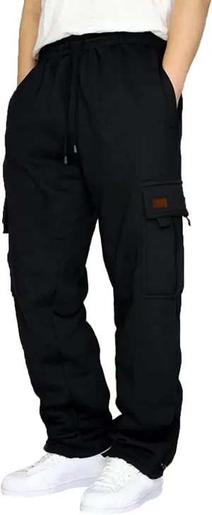 Cargo Pants For Men Mens Trendy Heavyweight Cargo Fleece Sweatpants Stretch Elastic Sports Jogger Trousers Pants