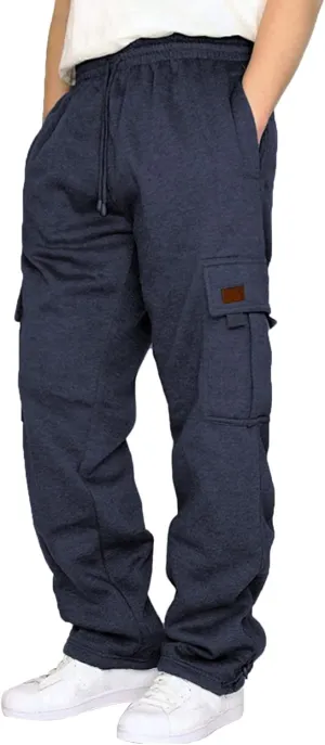 Cargo Pants For Men Mens Trendy Heavyweight Cargo Fleece Sweatpants Stretch Elastic Sports Jogger Trousers Pants