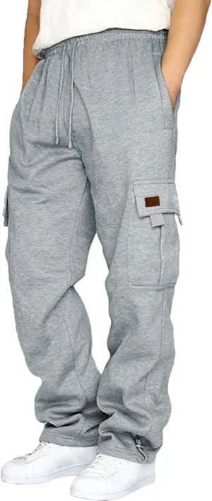 Cargo Pants For Men Mens Trendy Heavyweight Cargo Fleece Sweatpants Stretch Elastic Sports Jogger Trousers Pants