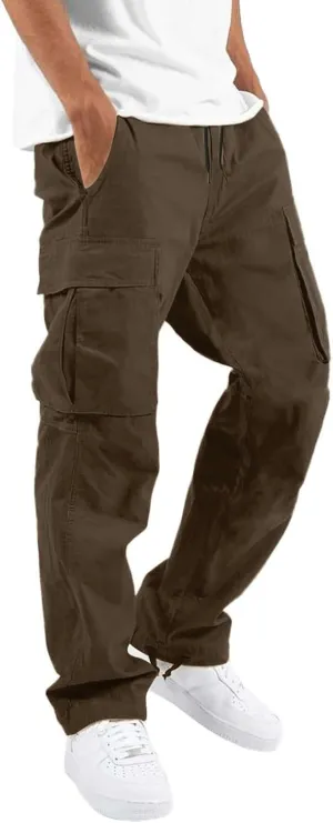 Cargo Pants for Men,Fashion Pants Loose Fit Straight-Leg Trousers Hiking Joggers with Pockets Mens Pants Overalls