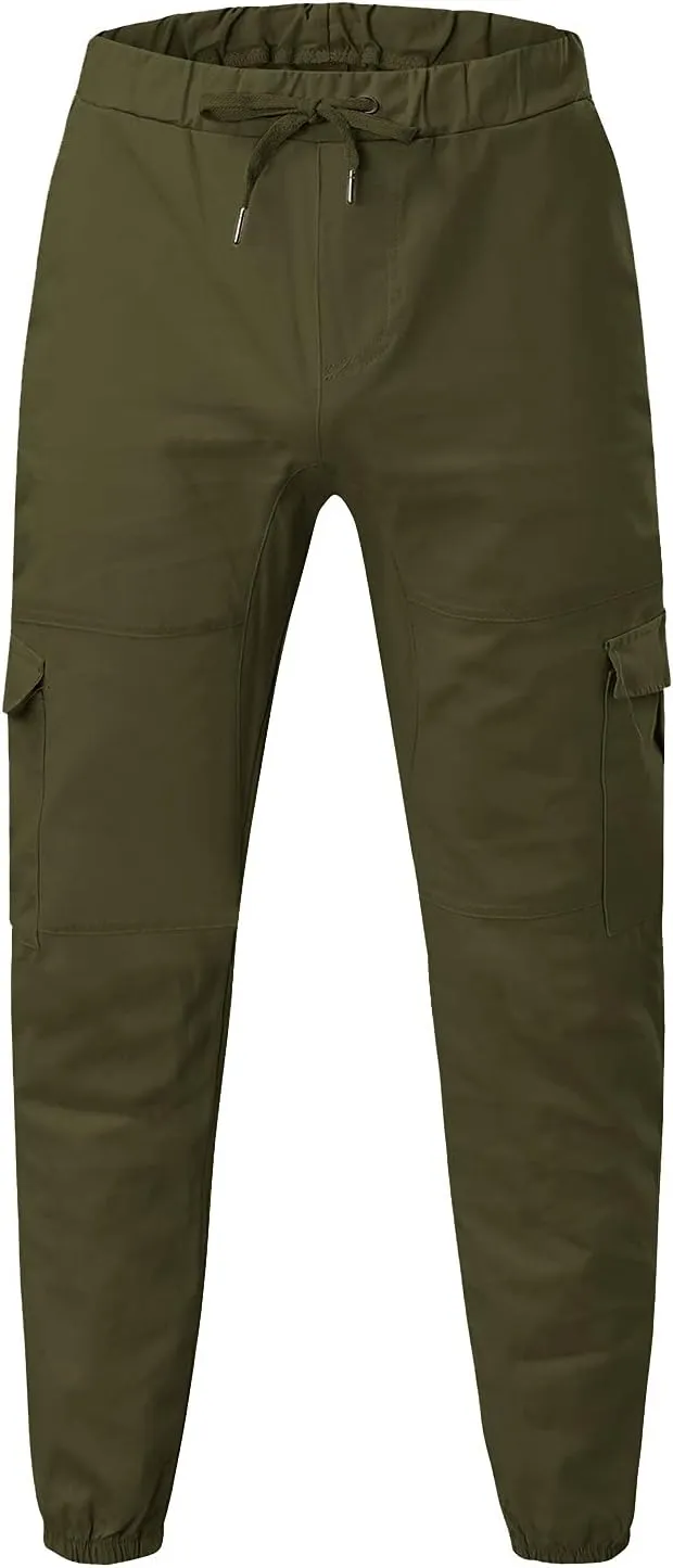 Cargo Pants for Men,Hiking Joggers Pants Cotton Drawstring Cargo Outdoor Pants Twill Track Jogging Sweatpants