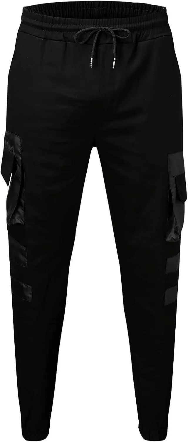 Cargo Pants for Men,Hiking Outdoor Joggers Pants Cotton Drawstring Cargo Pants Twill Track Jogging Sweatpants