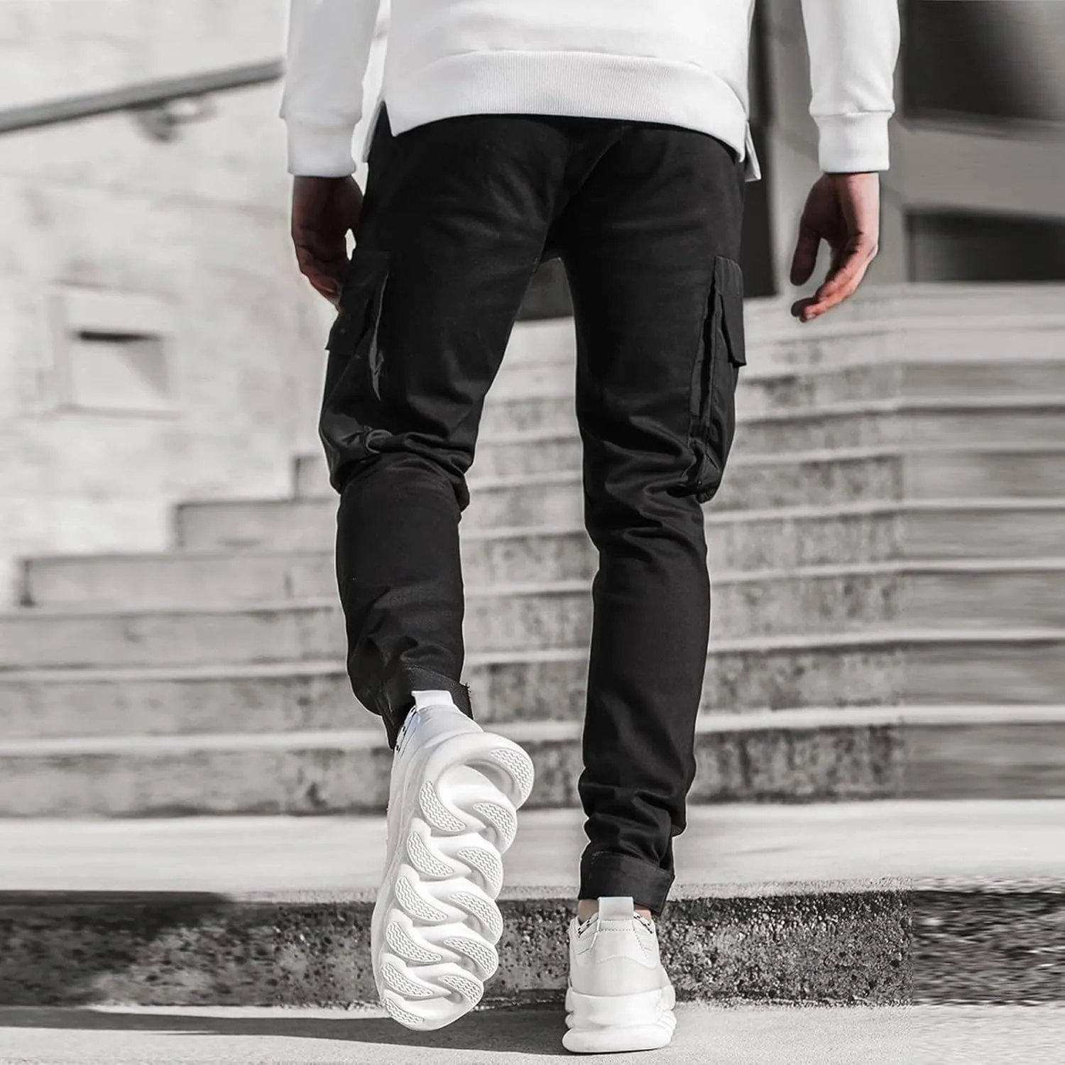 Cargo Pants for Men,Hiking Outdoor Joggers Pants Cotton Drawstring Cargo Pants Twill Track Jogging Sweatpants