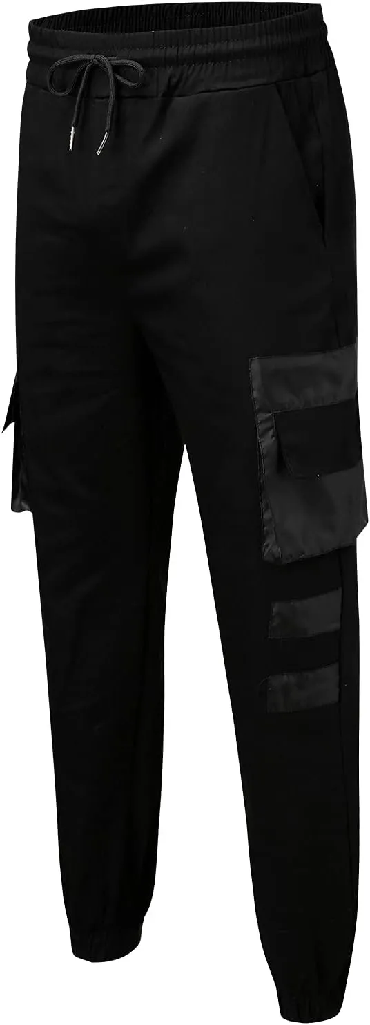 Cargo Pants for Men,Hiking Outdoor Joggers Pants Cotton Drawstring Cargo Pants Twill Track Jogging Sweatpants