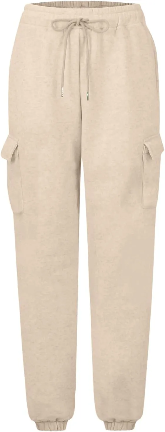 Cargo Sweatpants for Teen Girls Cinch Bottom Baggy Trousers High Waisted Soft with Pockets Lounge Pants Joggers Comfy