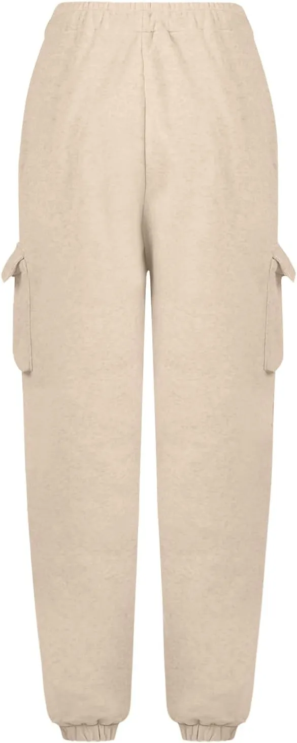 Cargo Sweatpants for Teen Girls Cinch Bottom Baggy Trousers High Waisted Soft with Pockets Lounge Pants Joggers Comfy