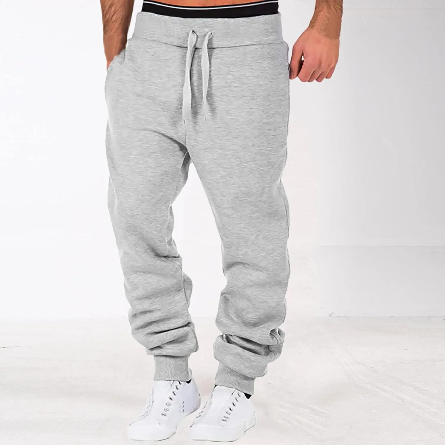 Cargo Trousers for Men Track Pants Gym Running Workout Sweatpants with Zipper Pockets Mens Sweatpants with Pockets