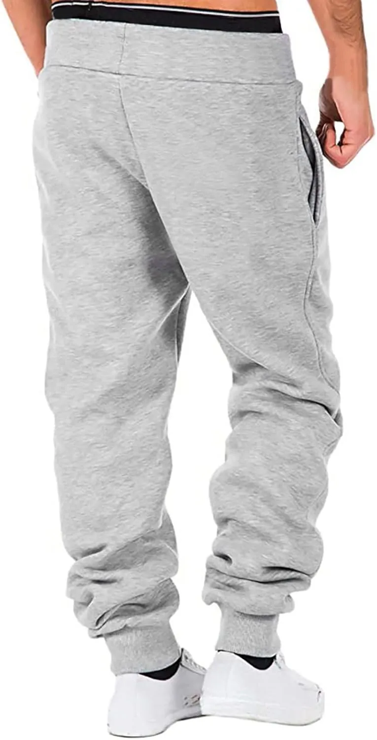 Cargo Trousers for Men Track Pants Gym Running Workout Sweatpants with Zipper Pockets Mens Sweatpants with Pockets