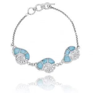 Caribbean Larimar Seashells Bracelet - Miami