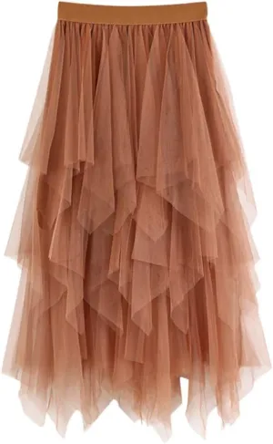 Casual Womens Comfortable High Waist Pleated Tutu Skirt Ladies Midi Skirt Pleated Mini Skirt