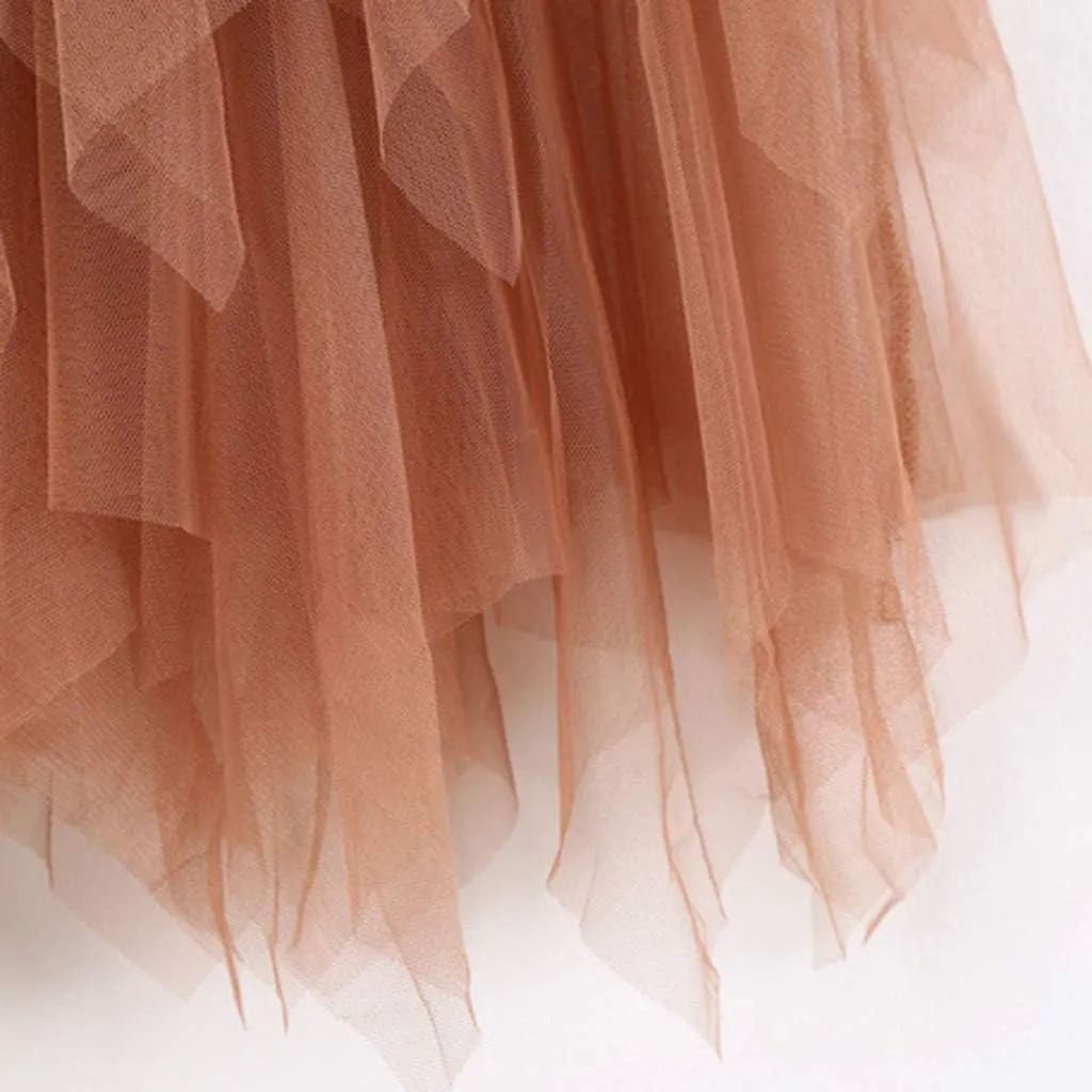 Casual Womens Comfortable High Waist Pleated Tutu Skirt Ladies Midi Skirt Pleated Mini Skirt