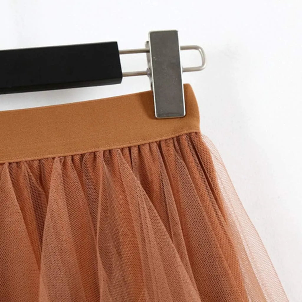 Casual Womens Comfortable High Waist Pleated Tutu Skirt Ladies Midi Skirt Pleated Mini Skirt