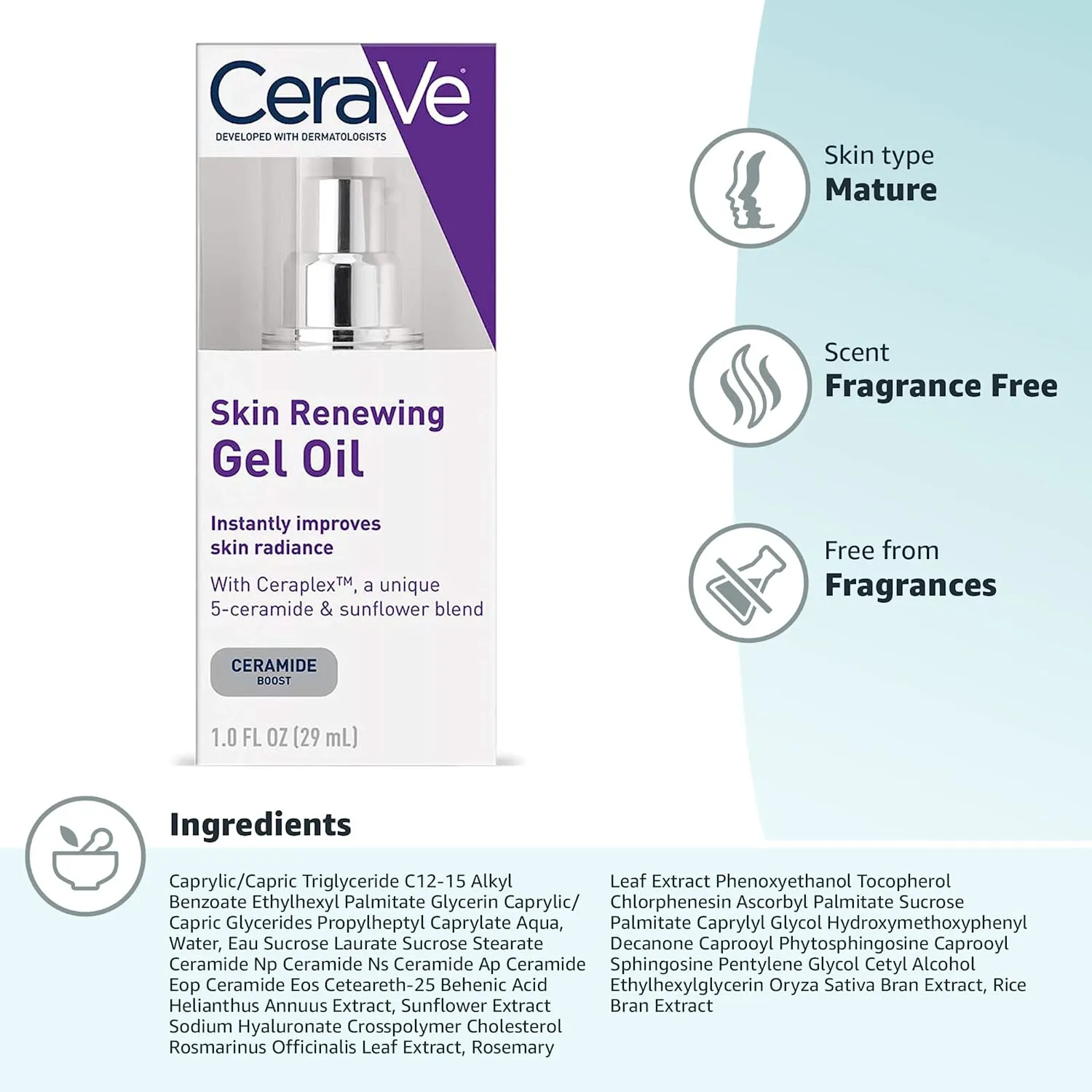 CeraVe Skin Renewing Gel Oil INSTANTLY IMPROVES SKIN RADIANCE