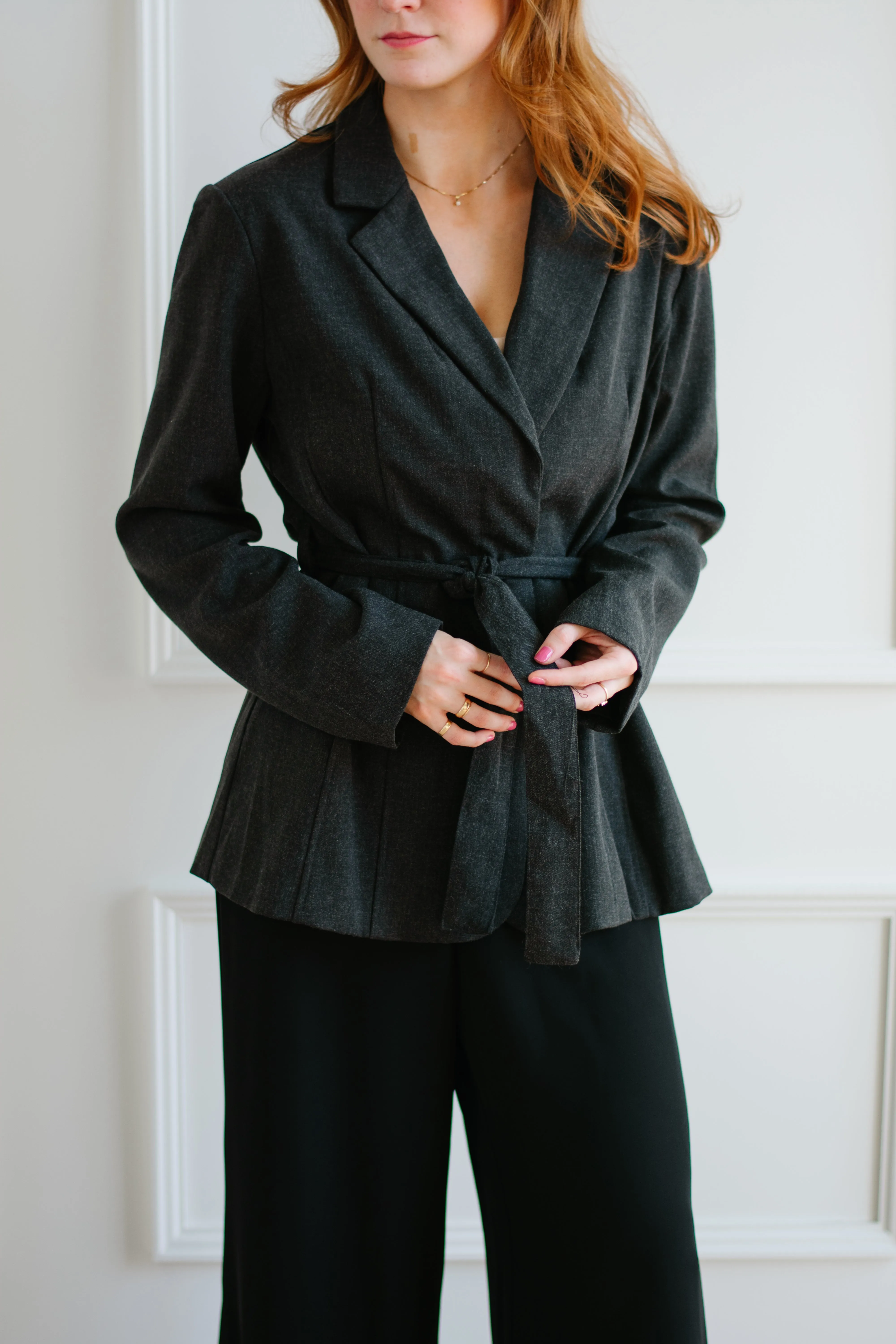 Charcoal Belted Blazer