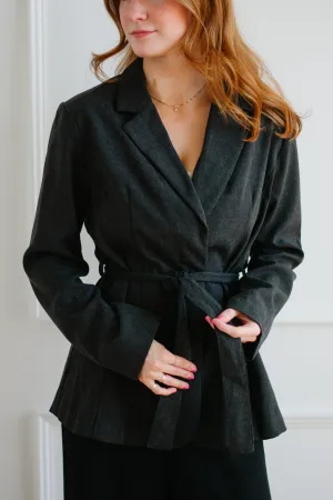 Charcoal Belted Blazer