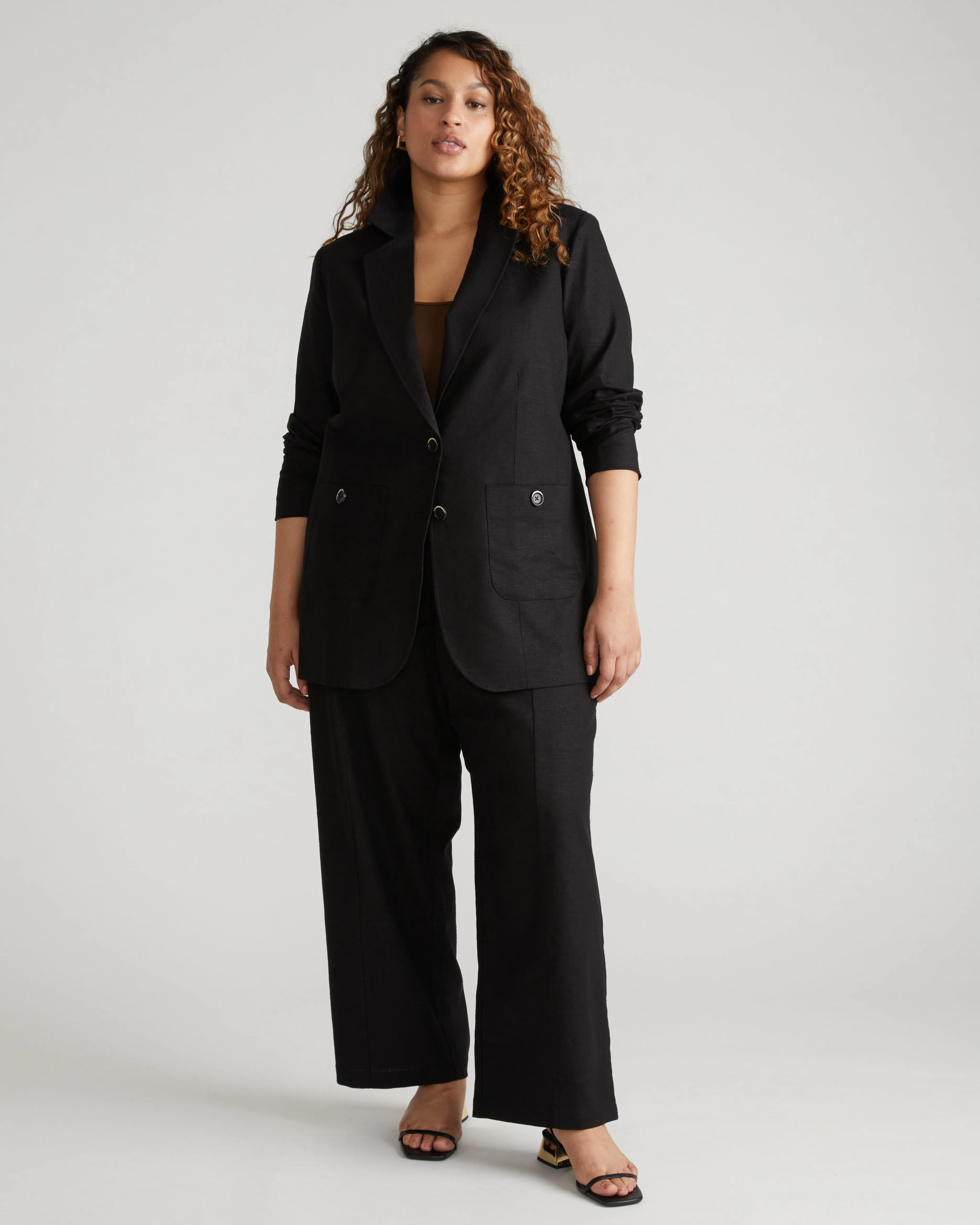 Coastal Linen Blazer - Black