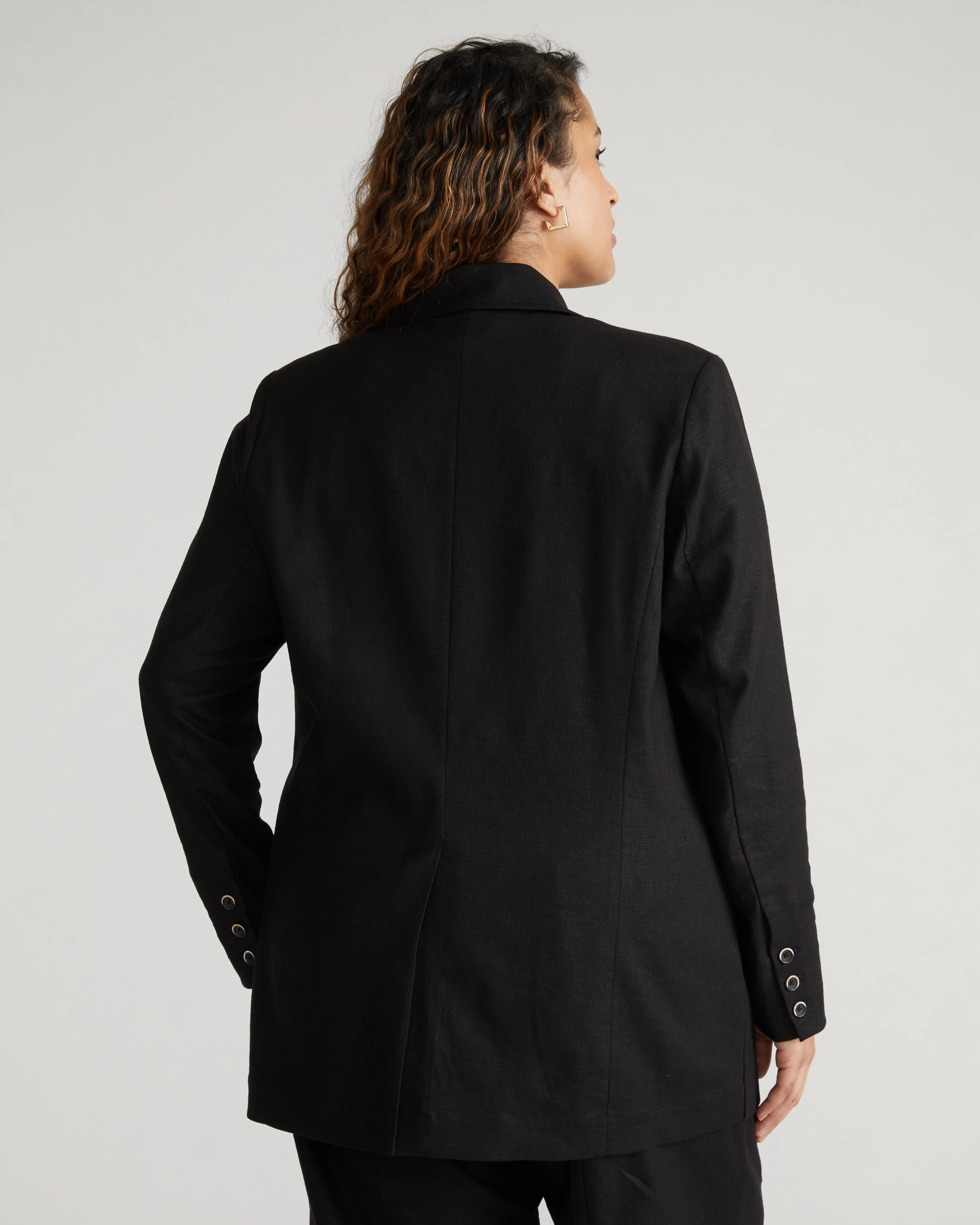 Coastal Linen Blazer - Black