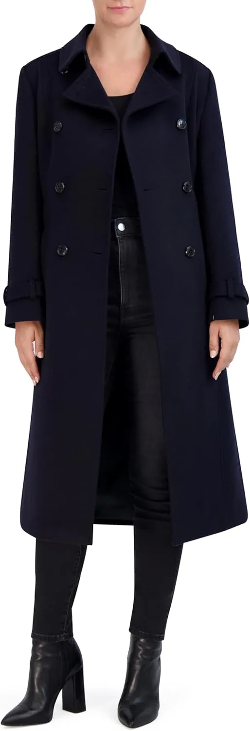 Cole Haan Women's Flared Trench Slick Wool Coat