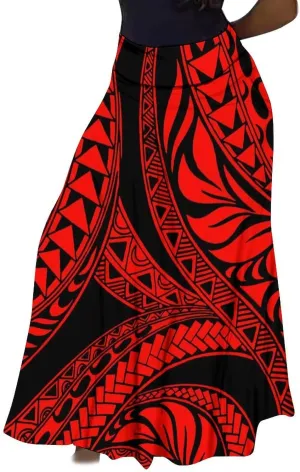 Comfortable High-Waisted Maxi Polynesian Woman Skirt Custom Samoan Club Chic Summer Half Skirt