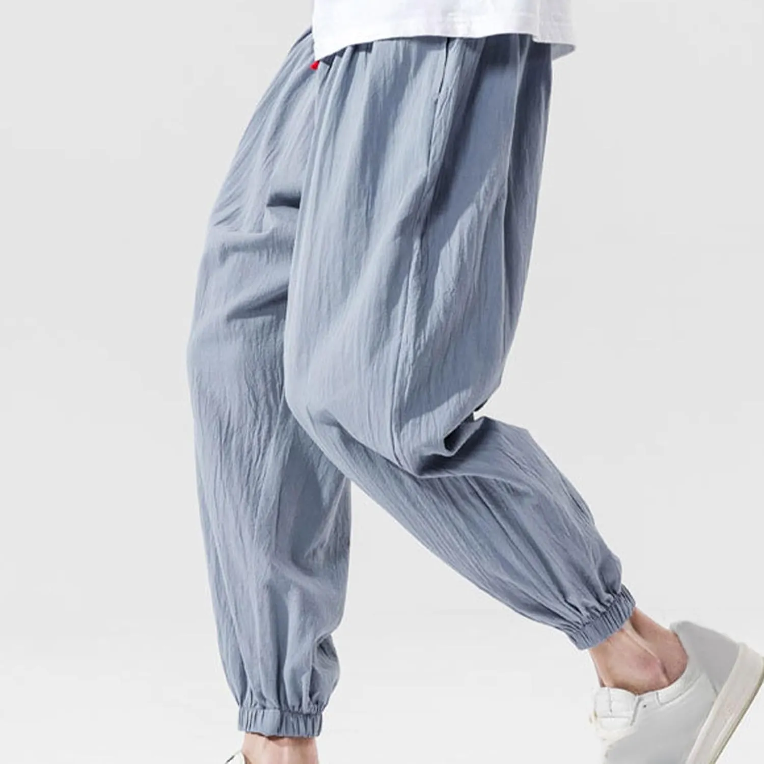 Cotton Linen Casual Pants for Men Outing Jogger Pant Summer Vacation Loose Trousers Beach Solid Color Lounge Clothing