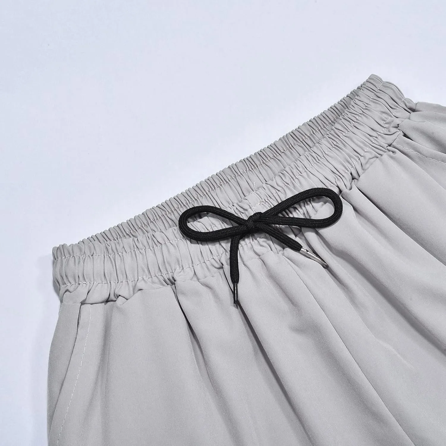 Cotton Linen Pants for Men Casual Loose Fit Pants Outdoor Hiking Trousers Drawstring Elastic Waist Straight Leg Pant