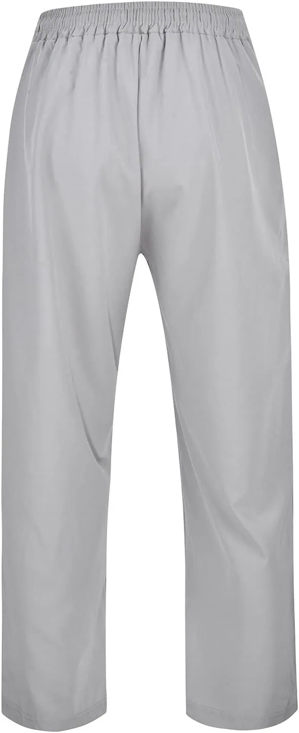 Cotton Linen Pants for Men Casual Loose Fit Pants Outdoor Hiking Trousers Drawstring Elastic Waist Straight Leg Pant