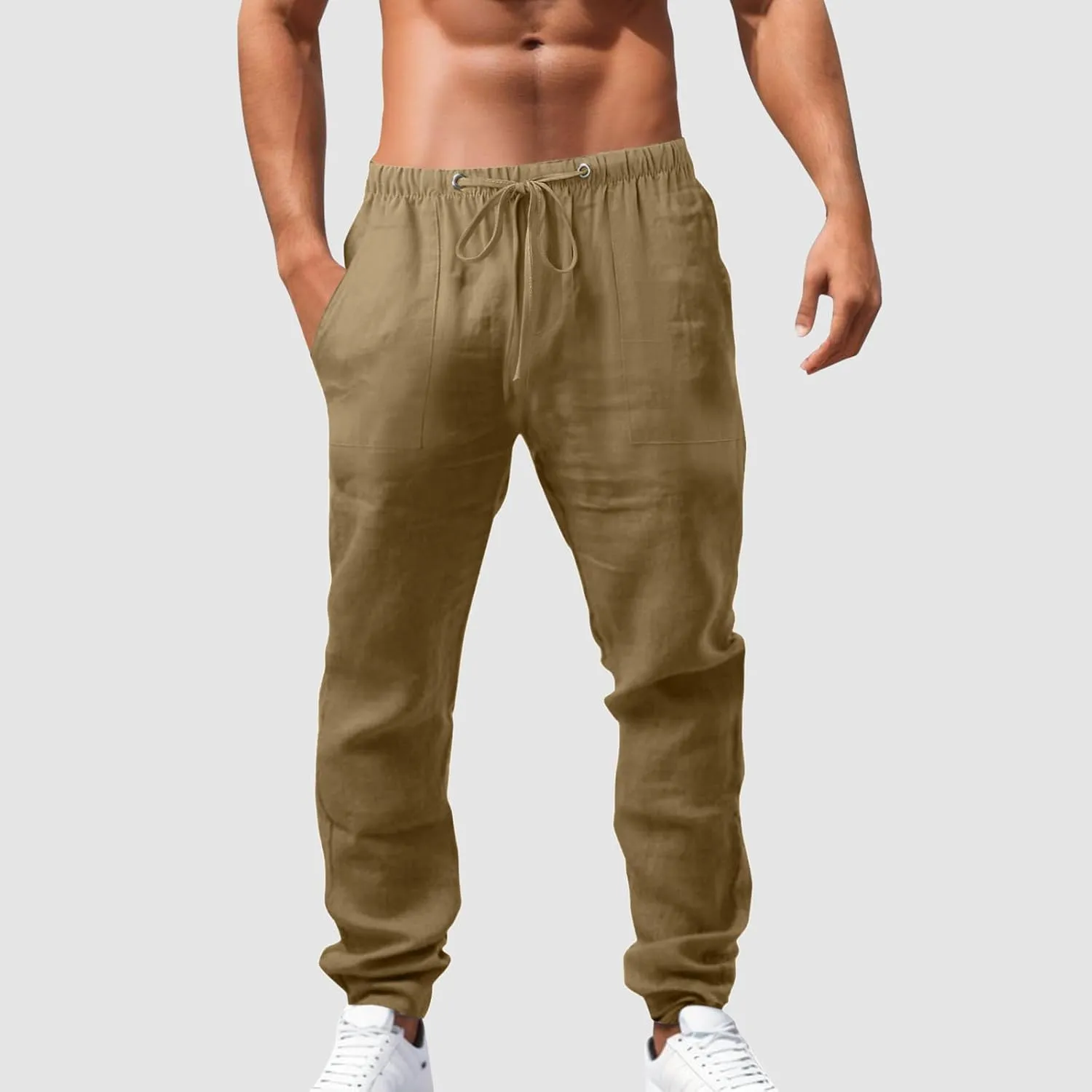 Cotton Linen Pants for Men Summer Lightweight Breathable Trousers Loose and Light Pant House Streetwear