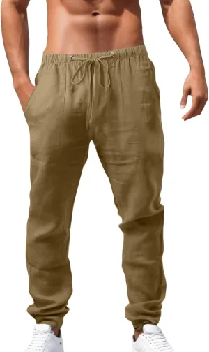 Cotton Linen Pants for Men Summer Lightweight Breathable Trousers Loose and Light Pant House Streetwear
