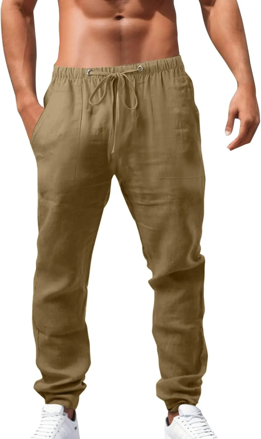 Cotton Linen Pants for Men Summer Lightweight Breathable Trousers Loose and Light Pant House Streetwear