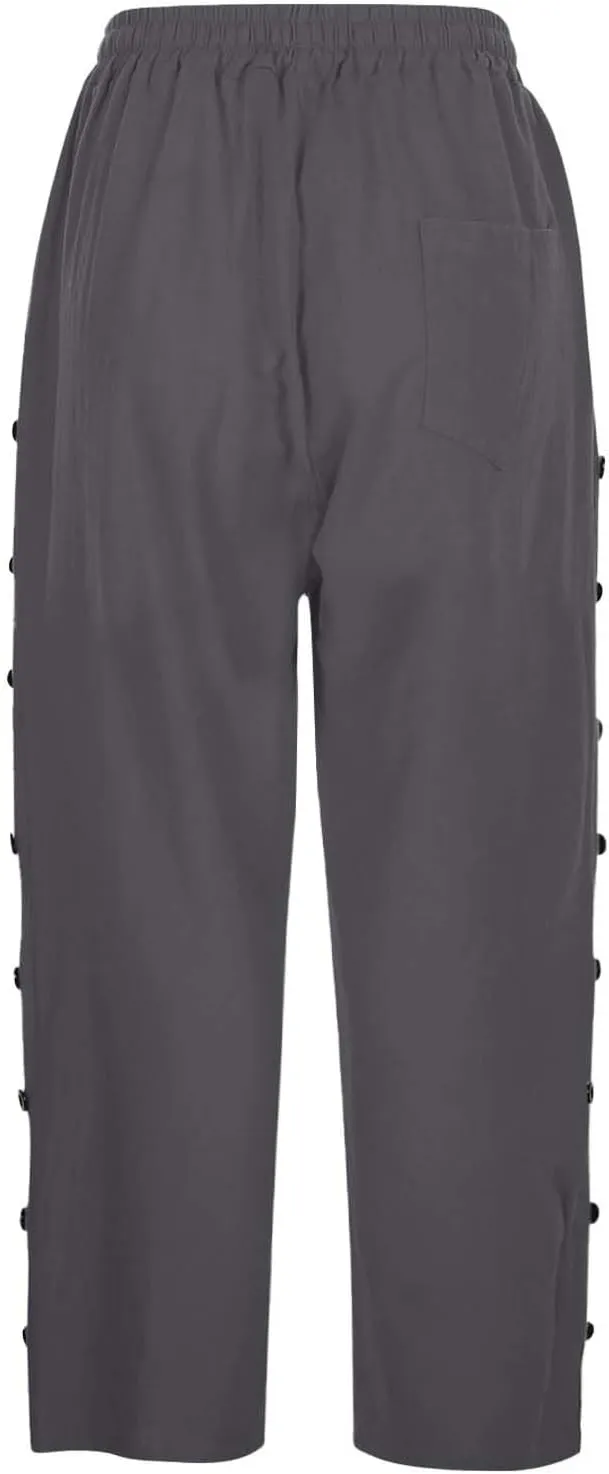 Cotton Linen Pants Women Cotton Linen Elastic Seven Pants Beach Casual Pants Linen Casual Elastic Waist Comfy Trousers