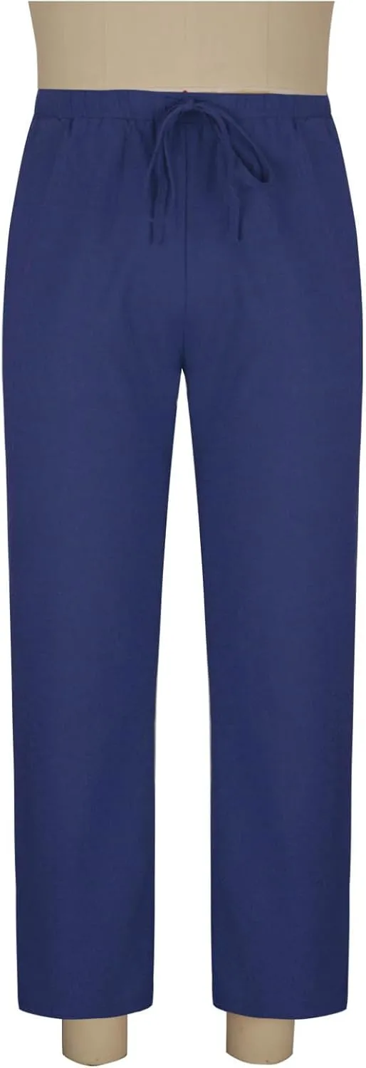 Cotton Linen Trousers for Men Trendy Elastic Drawstring Waist Pants Solid Casual Pant Summer Beach Vacation Clothing