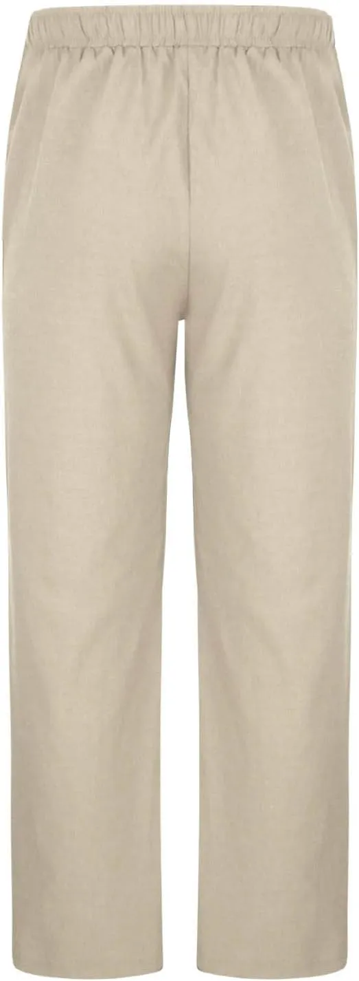 Cotton Linen Trousers for Men Trendy Elastic Drawstring Waist Pants Solid Casual Pant Summer Beach Vacation Clothing