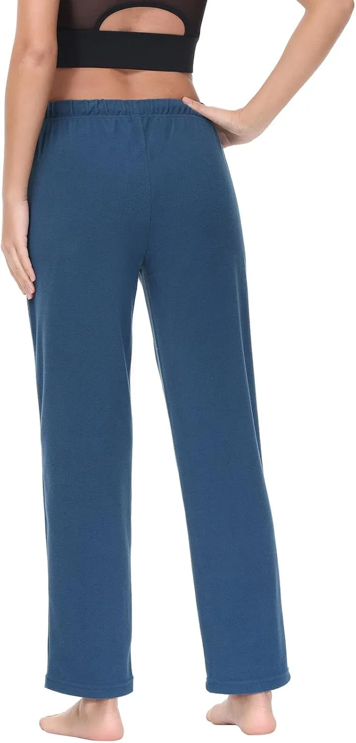 COZZIPLUS Women Fleece Pants, Lightweight Polar Fleece Lounge Sweatpants for Women, Straight Leg Pajama Pants with Pockets