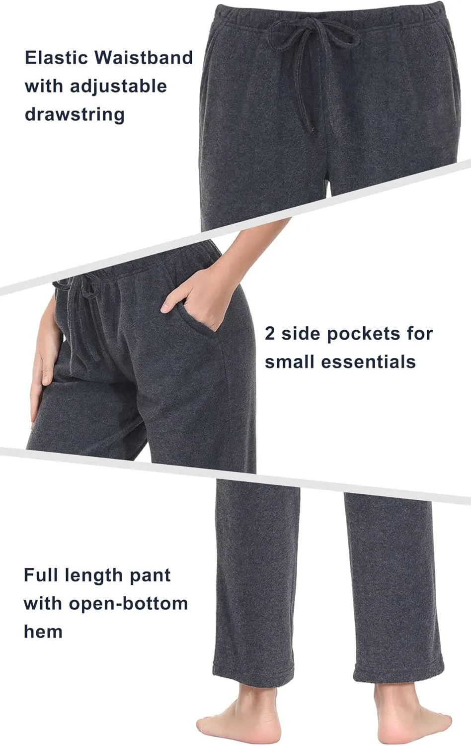 COZZIPLUS Women Fleece Pants, Lightweight Polar Fleece Lounge Sweatpants for Women, Straight Leg Pajama Pants with Pockets