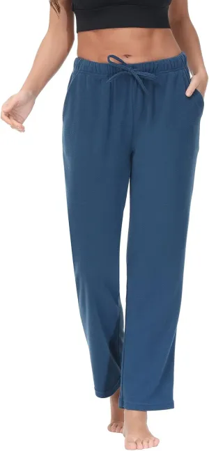 COZZIPLUS Women Fleece Pants, Lightweight Polar Fleece Lounge Sweatpants for Women, Straight Leg Pajama Pants with Pockets