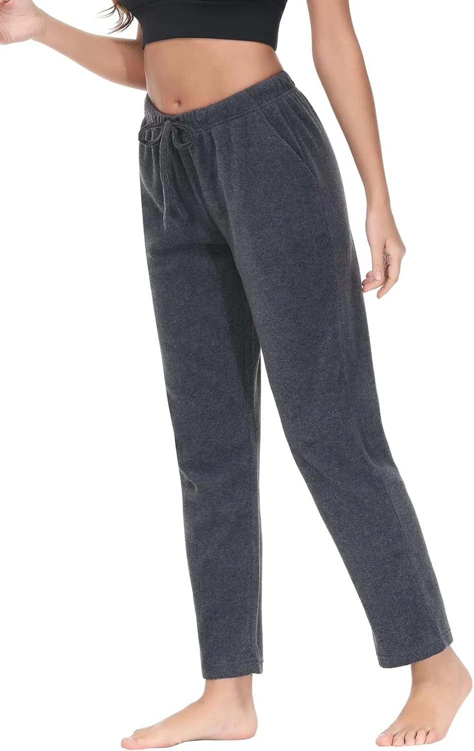 COZZIPLUS Women Fleece Pants, Lightweight Polar Fleece Lounge Sweatpants for Women, Straight Leg Pajama Pants with Pockets