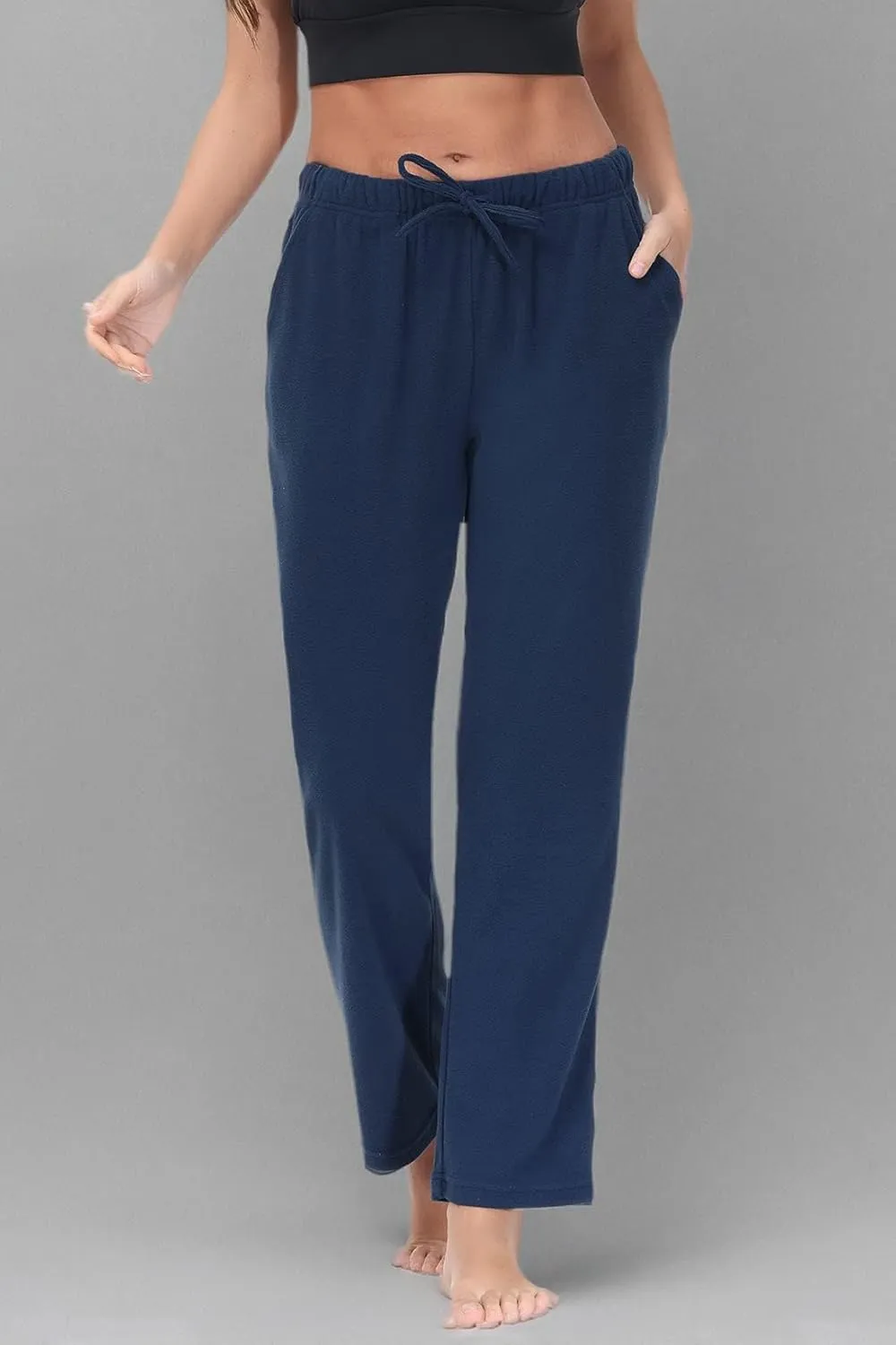 COZZIPLUS Women Fleece Pants, Lightweight Polar Fleece Lounge Sweatpants for Women, Straight Leg Pajama Pants with Pockets