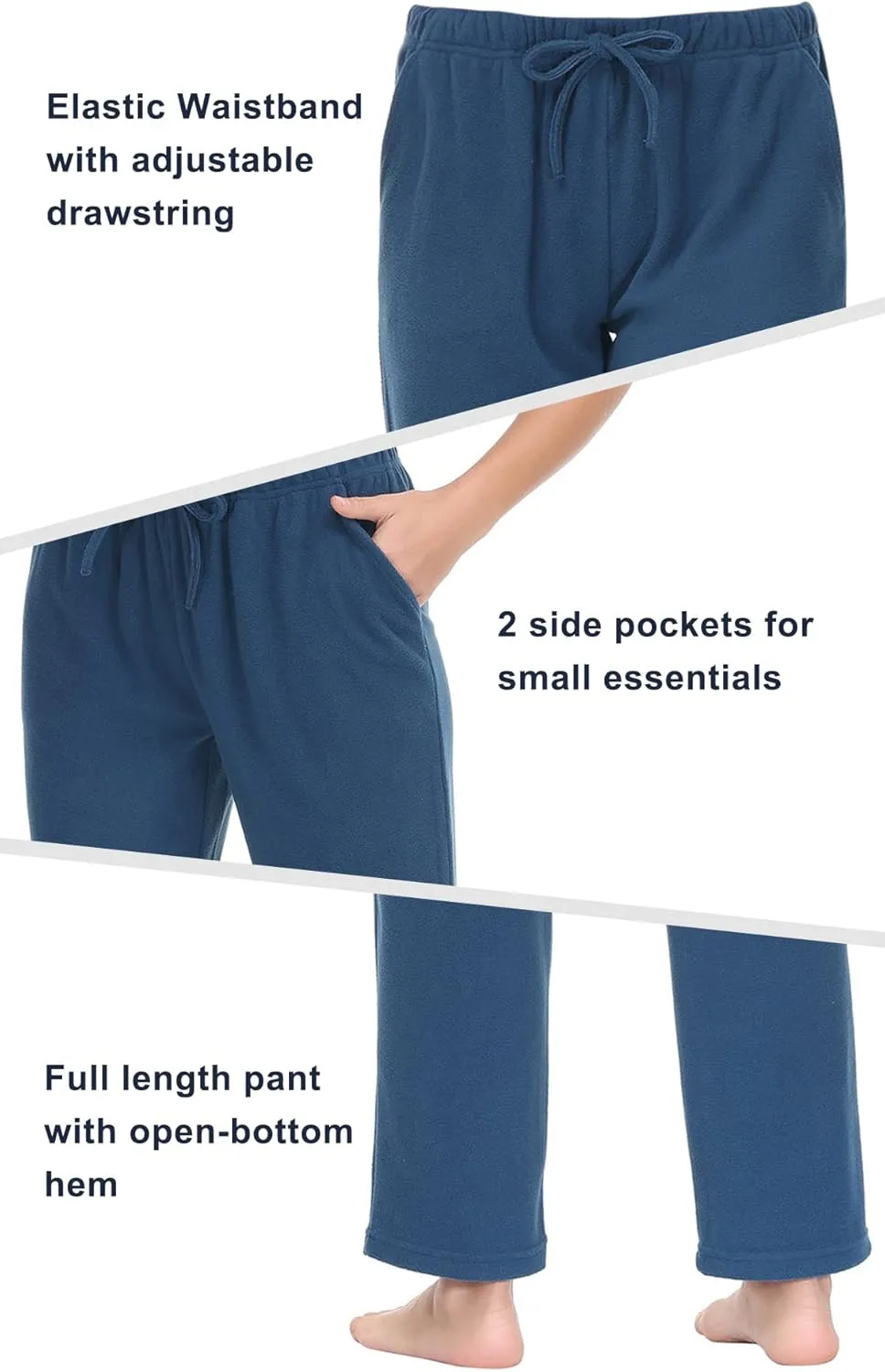 COZZIPLUS Women Fleece Pants, Lightweight Polar Fleece Lounge Sweatpants for Women, Straight Leg Pajama Pants with Pockets