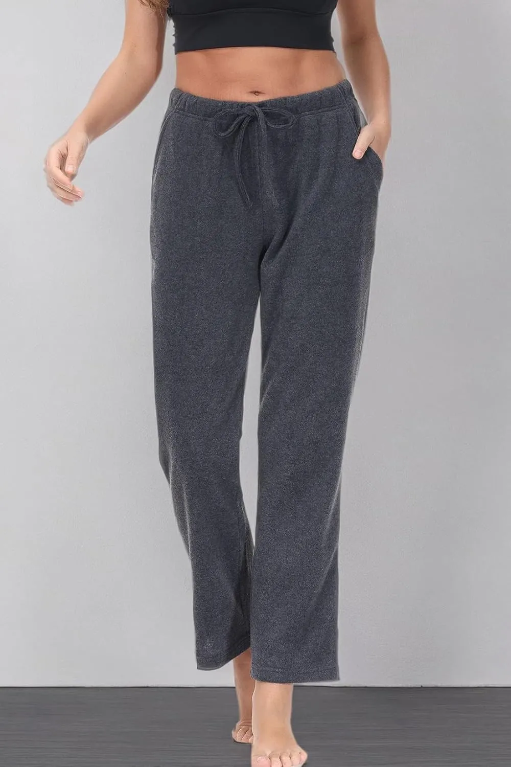 COZZIPLUS Women Fleece Pants, Lightweight Polar Fleece Lounge Sweatpants for Women, Straight Leg Pajama Pants with Pockets