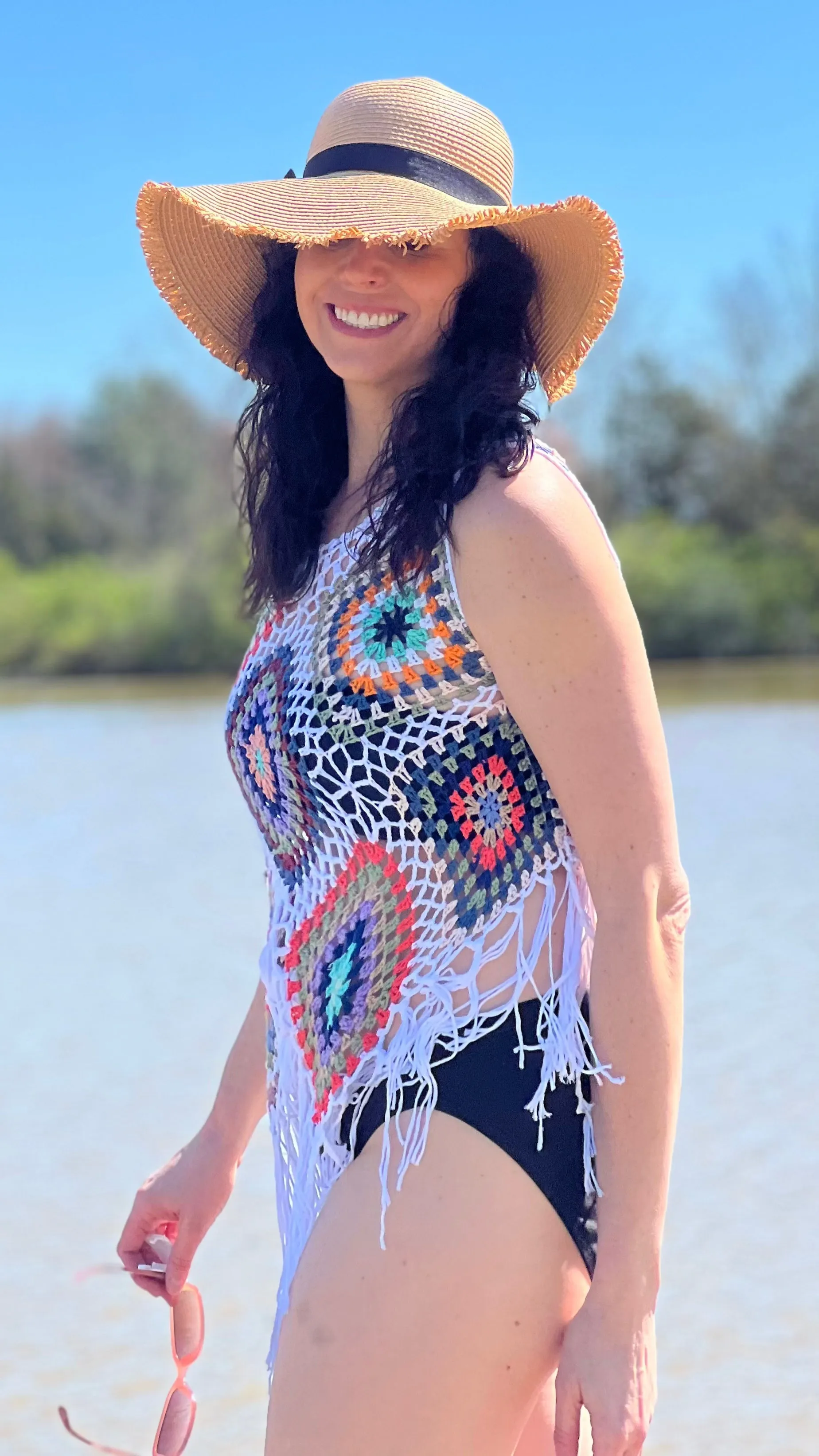 Crochet Fringe Vest  (White)