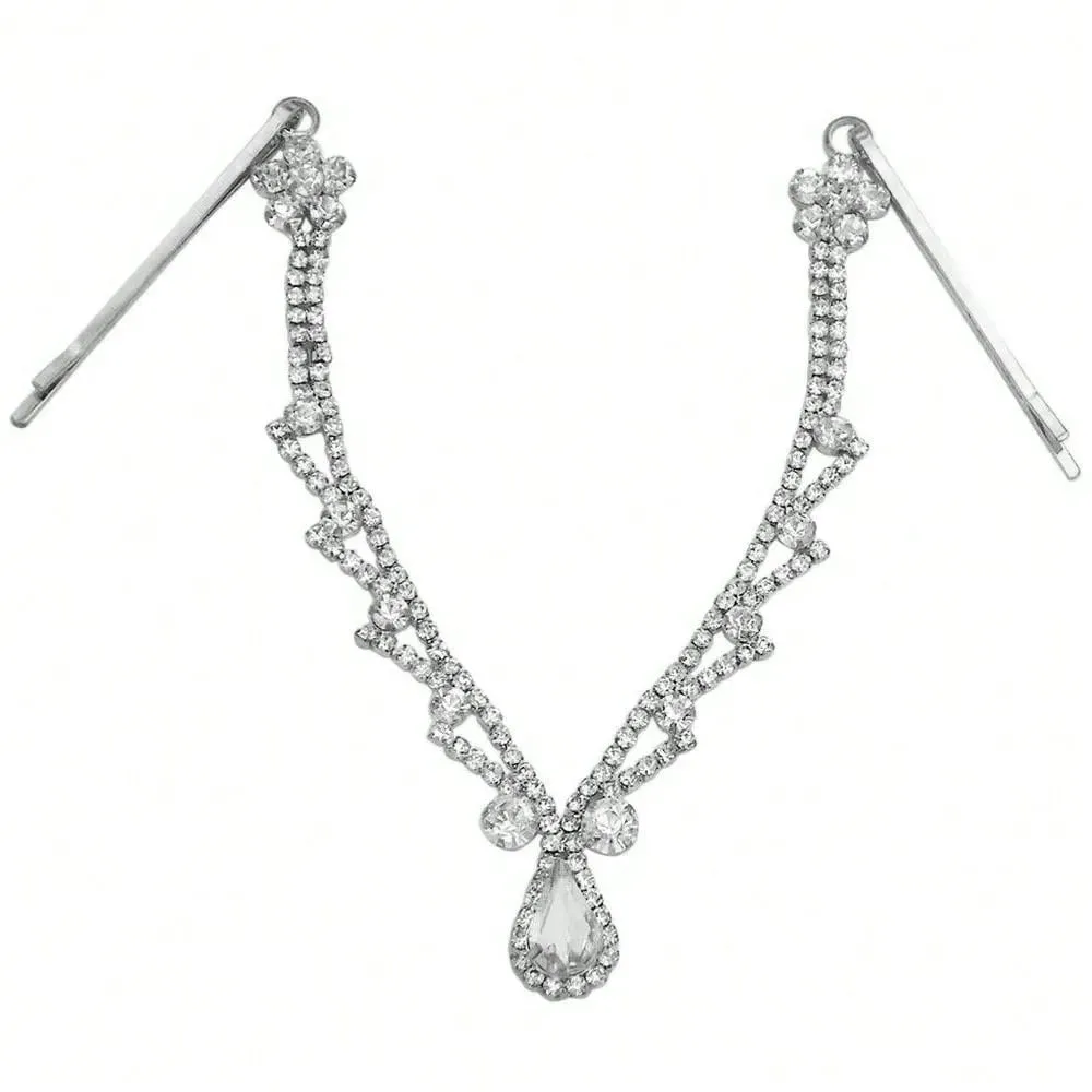 Cross-Border Crystal Water Drop Rhinestone Forehead Chain Bridal Headpiece Bohemian Hair Accessories Tiaras