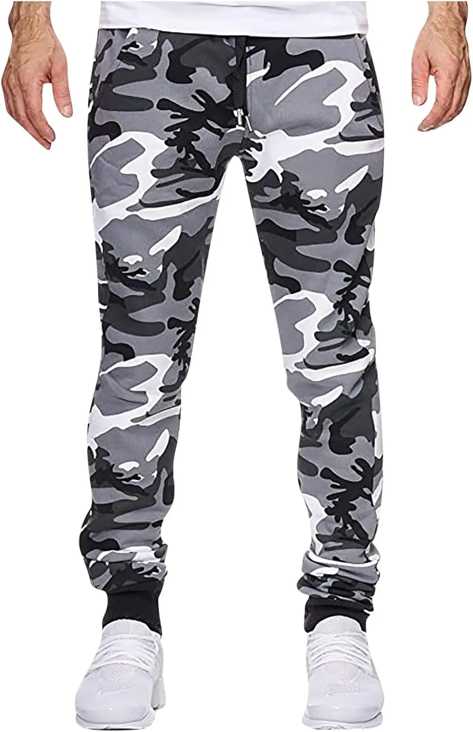Ctreela Camo Jogger Pant for Men Fashion Drawstring Joggers Sweatpants Outdoor Workout Jogging Track Pants Active Sportswear