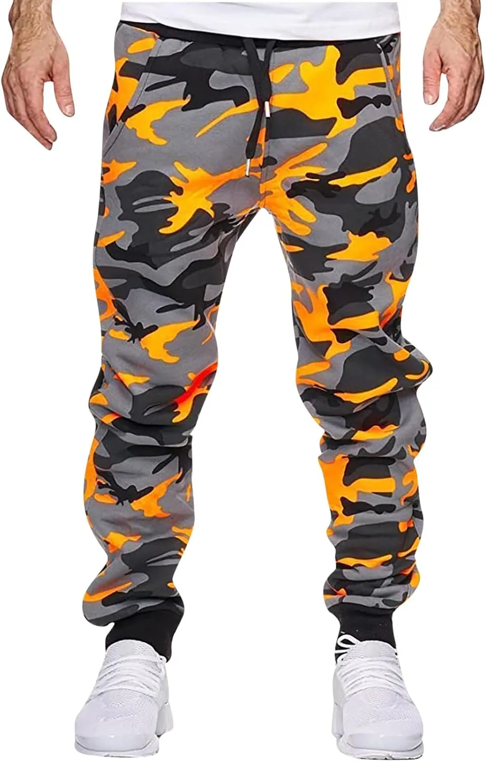 Ctreela Camo Jogger Pant for Men Fashion Drawstring Joggers Sweatpants Outdoor Workout Jogging Track Pants Active Sportswear
