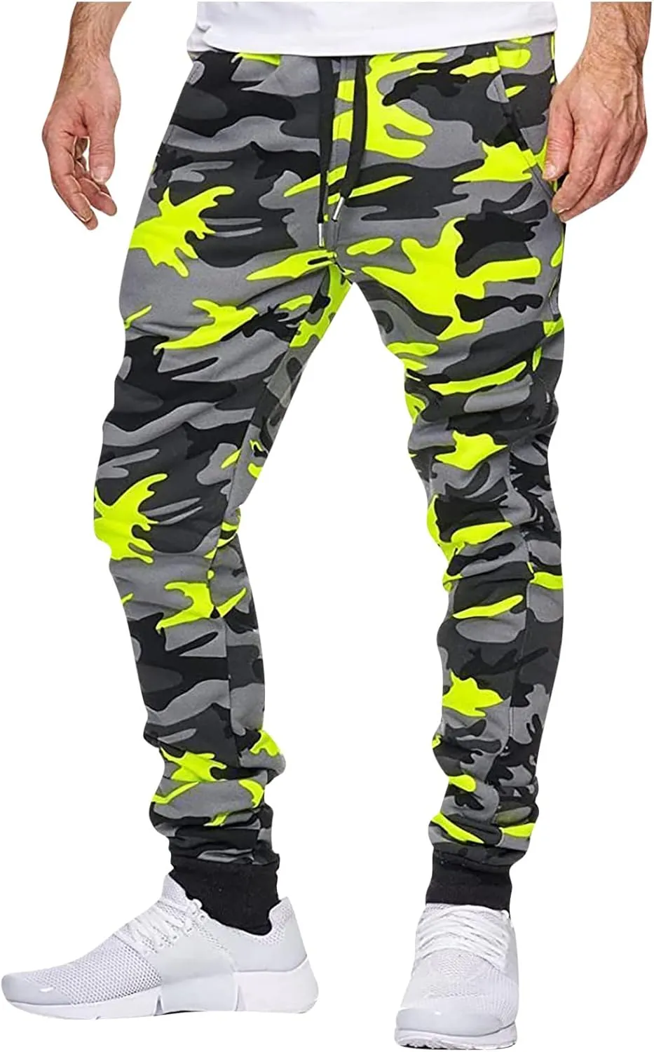 Ctreela Camo Jogger Pant for Men Fashion Drawstring Joggers Sweatpants Outdoor Workout Jogging Track Pants Active Sportswear